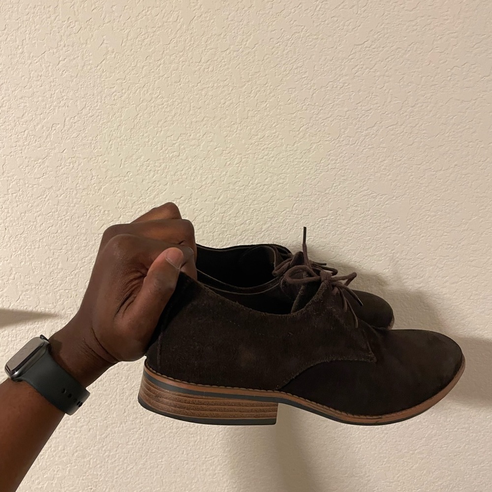 J75 dark brown suede shoes